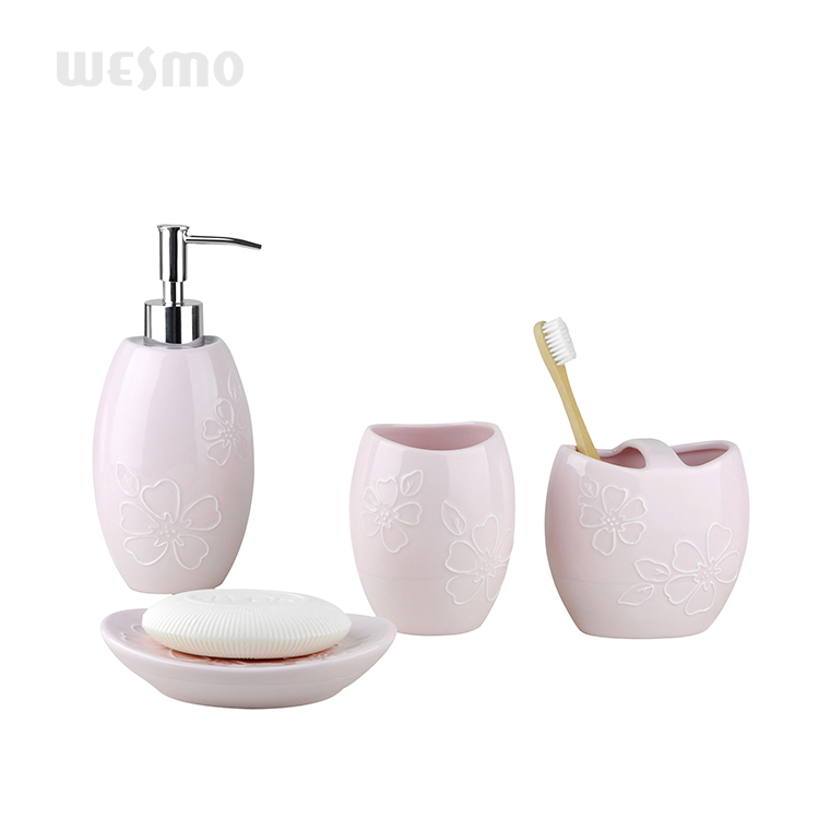 Asian style multi color 4 piece bathroom accessory set porcelain bathroom accessory set